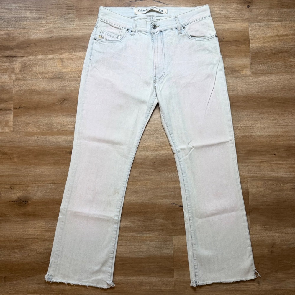 Diesel‎ Fanker Jeans Mens 30x27 Light Blue Faded Raw Hem Bootcut Denim Y2K 838